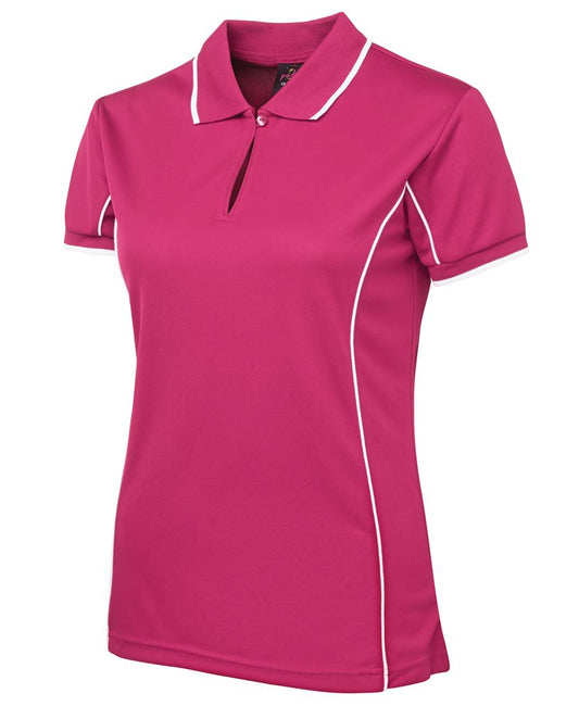 Poly Piping Polo - Hot Pink/White, 16