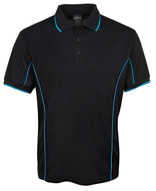 Poly Piping Polo - Black/Aqua, XS