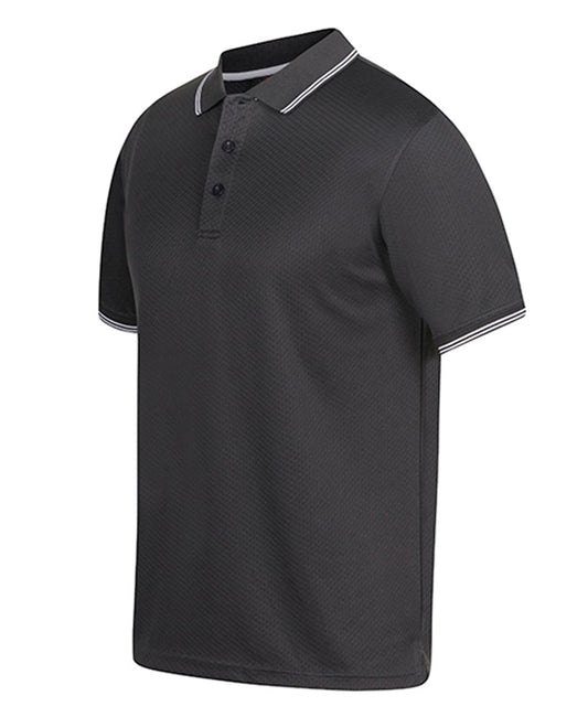 Jacquard Contrast Polo - Gunmetal/White, 10