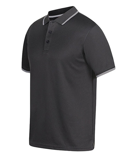 Jacquard Contrast Polo - Gunmetal/White, 8