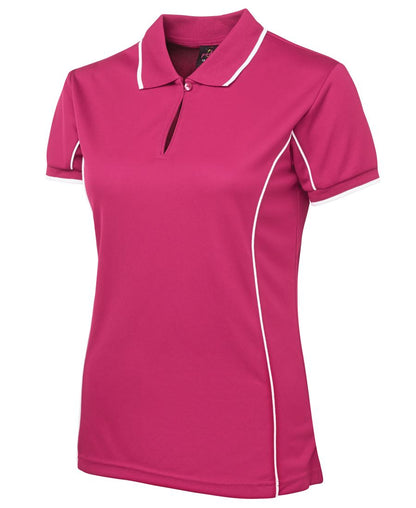 Poly Piping Polo - Hot Pink/White, 16